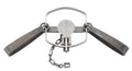 Duke #5 double long spring trap, model 0350, shown open with two long springs and an attached chain