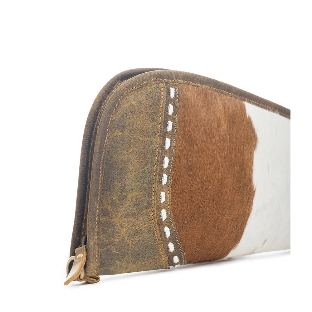 Dusty Trail 15-inch gun case S-9595 hair-on hide leather and Western stitch detail | DeKalb Farmers Co-op