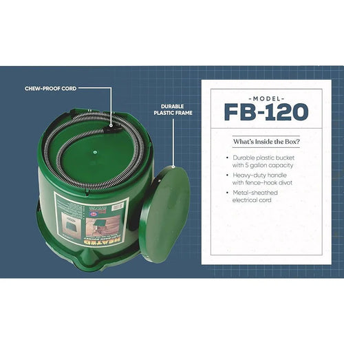  FB-120 heated bucket, box contents with cord and lid