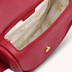 Garnet red convertible belt bag with secure zip compartment