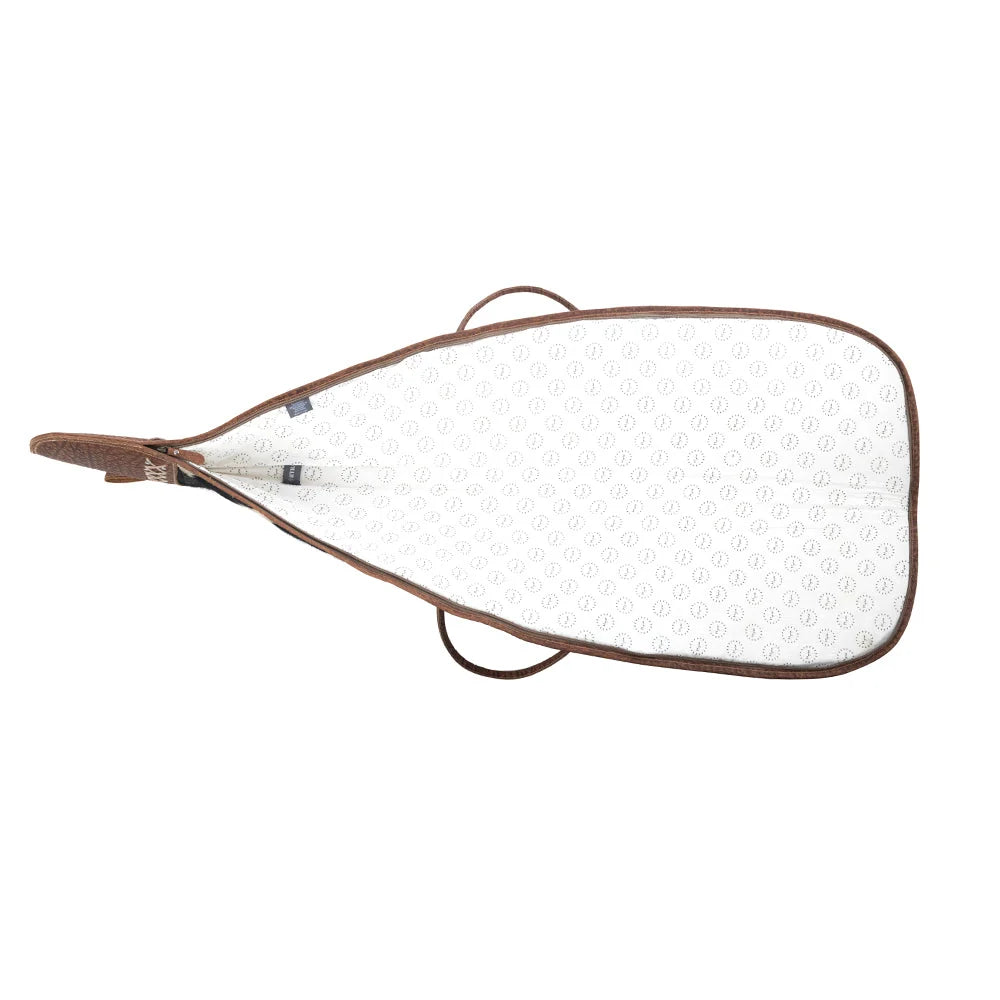 Interior view of Myra Range Crest Hairon Gun Case S-14326 with light patterned lining