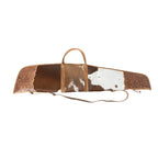 Myra Redstone Divide hand-tooled hair-on leather gun case in Mocha Brown S-14663 from DeKalb Farmers Co-op