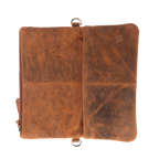 Yellowstone-inspired leather clutch with secure zippered closure