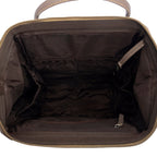Canvas backpack with secure zip-top closure and dual-tone shoulder straps