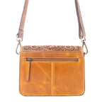 Western leather crossbody bag with secure zip compartments