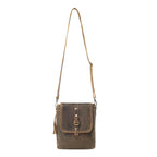 Western brown leather shoulder bag with adjustable strap