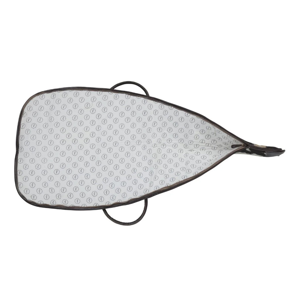 Interior view of Single Shot 50-inch leather and hair-on leather gun cover S-4804