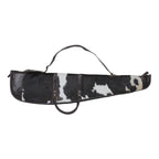 Single Shot 50-inch black and white hair-on leather gun cover S-4804 with carrying handle and shoulder strap