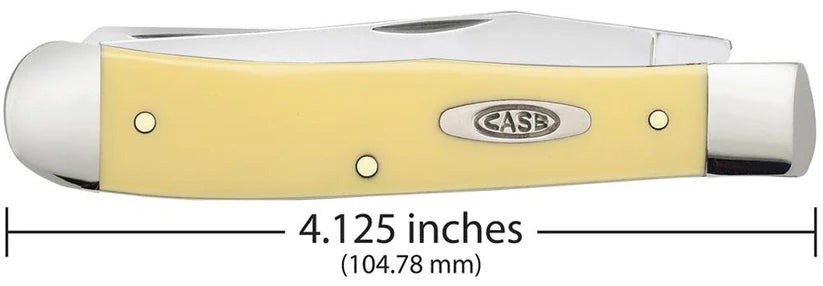 Yellow synthetic handle and Case oval shield on Trapper 00161