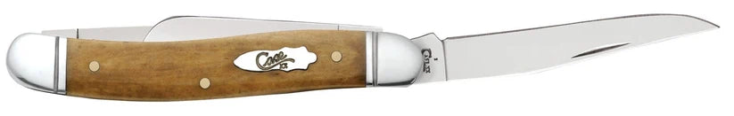 Case Smooth Antique Bone Medium Stockman knife with one blade extended, side view