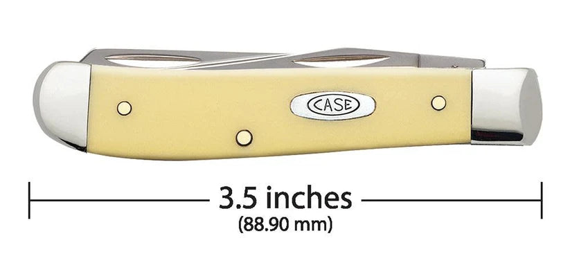Yellow synthetic handle detail on Case Mini Trapper 00029