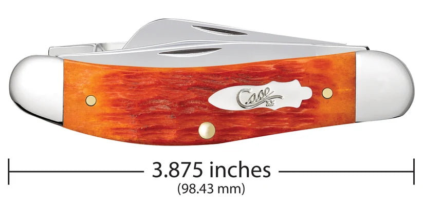 Closed Case Tequila Sunrise Bone Sowbelly showing its 3.875-inch length