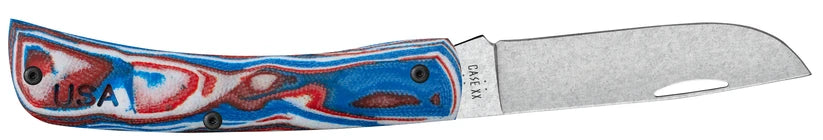 Case XR Sod Buster Jr. Red White Blue G-10 knife with Skinner blade fully open