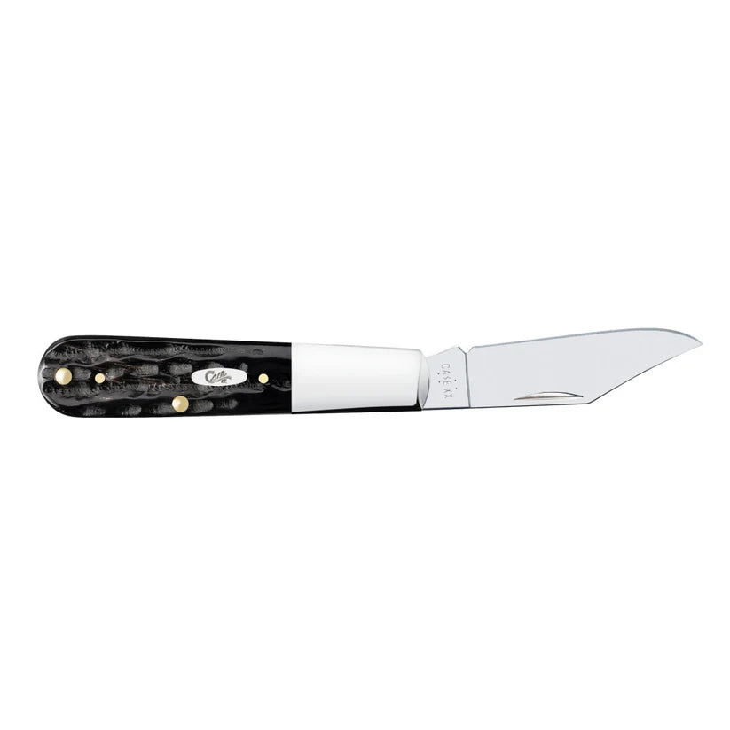Case Jigged Buffalo Horn Barlow knife with Clip blade fully open