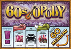 60s-Opoly board game board featuring Woodstock, British Invasion, mod culture, and 1960s themes