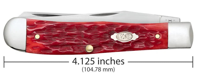 Case 31957 Dark Red Bone CS Trapper pocket knife, 4.125 inches closed