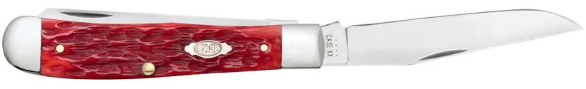 Case 31957 Dark Red Bone CS Trapper pocket knife with Clip blade open