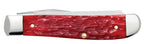 Case Peach Seed Jig Dark Red Bone CS Mini Trapper pocket knife showing jigged bone handle