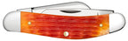 Reverse side of closed Case Tequila Sunrise Bone Sowbelly with orange-red jigged handle