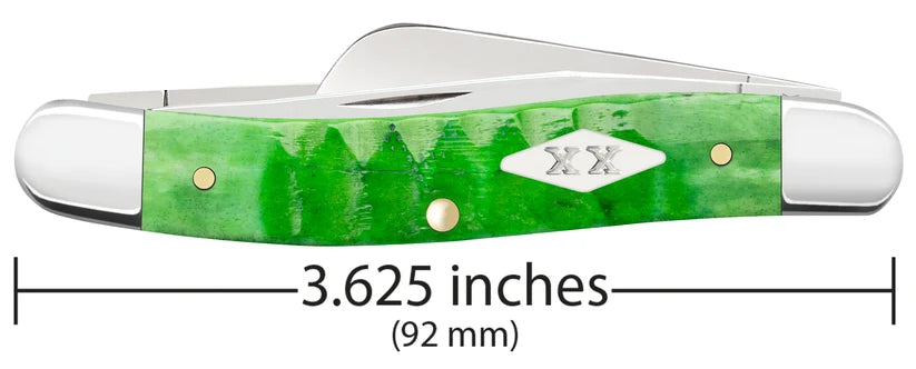Case Gator Jigged Bright Green Bone Medium Stockman knife closed, 3.625 inches long