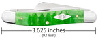 Case Gator Jigged Bright Green Bone Medium Stockman knife closed, 3.625 inches long