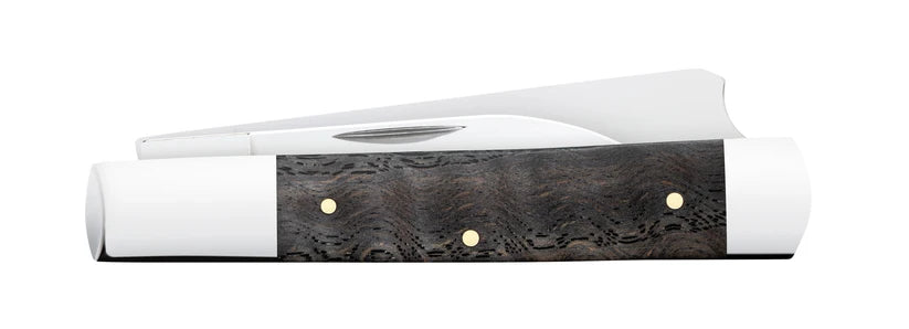 Case Smooth Black Curly Oak Wood Trapper knife closed showing natural wood grain handle