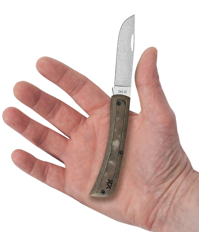 Case XR Sod Buster Jr. Luna Richlite knife held in a hand with blade open