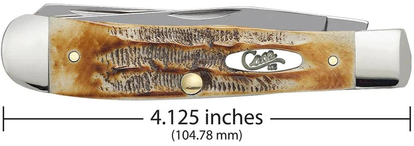Case 6.5 BoneStag Trapper pocket knife with amber and honey-toned BoneStag handle