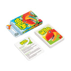 Dinosaur War card game box, card deck, and instruction card