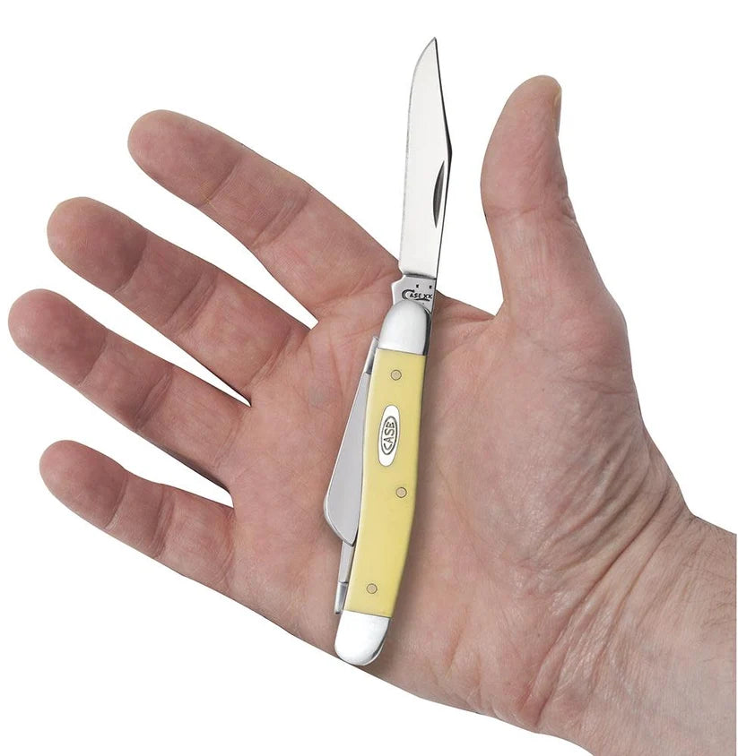 Case Medium Stockman 00035 with carbon steel Clip, Sheepfoot, and Spey blades open
