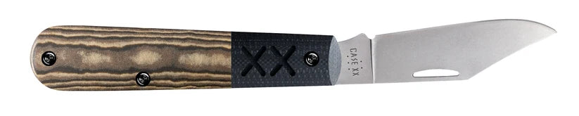 Open Case XR Barlow knife showing blade and striped handle