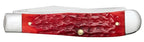 Case Peach Seed Jig Dark Red Bone CS Trapper knife closed showing jigged bone handle