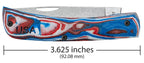 Case XR Sod Buster Jr. Red White Blue G-10 knife showing 3.625-inch closed length