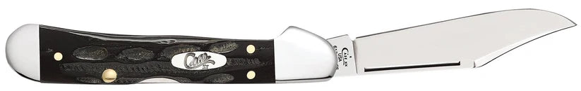 Case Jigged Buffalo Horn Mini CopperLock knife with clip blade fully open