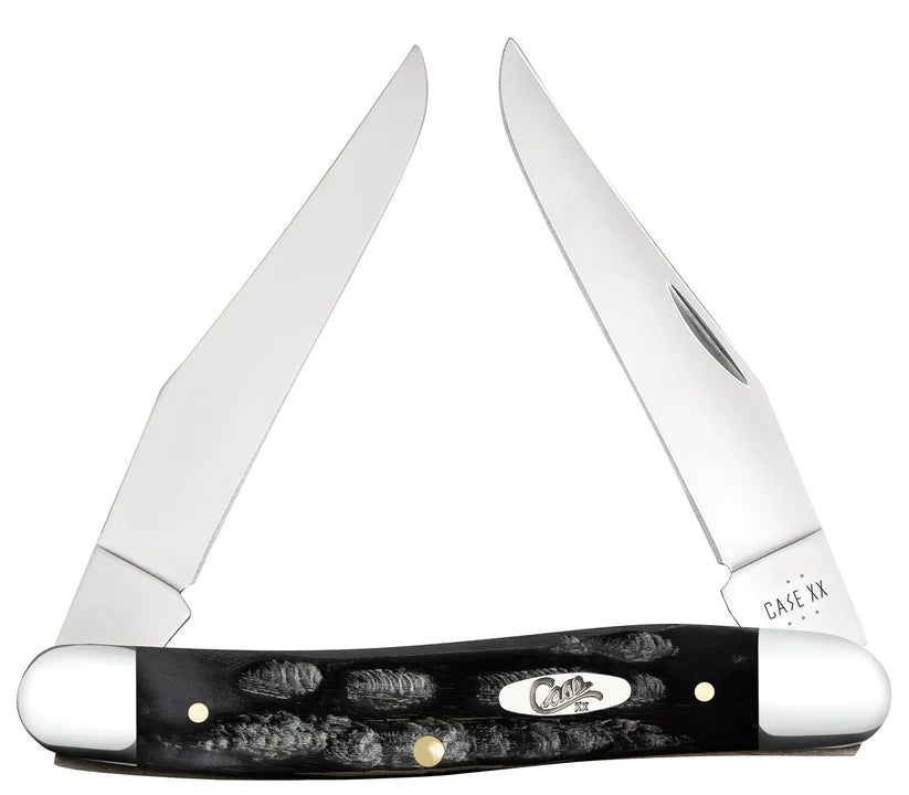 Case Jigged Buffalo Horn Muskrat knife with both Clip blades partially open
