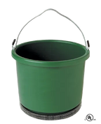 Two-gallon green heated bucket, front view