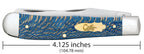 Closed Case Smooth Blue Sycamore Wood Trapper pocket knife showing a length of 4.125 inches (104.78 mm)