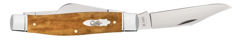 Side view of Case Smooth Antique Bone Large Stockman with Clip blade open
