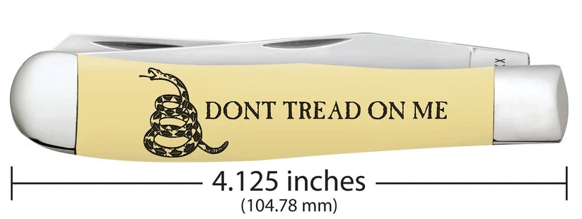 Case Trapper knife with Don’t Tread on Me engraving and measurement marking