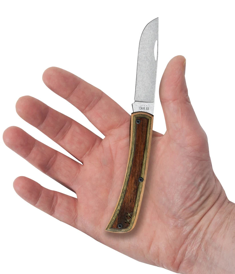 Case XR Sod Buster Jr. Camo Supreme DymaLux knife held in a hand with blade open