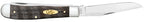 Case Smooth Black Curly Oak Wood Trapper knife with Clip blade open