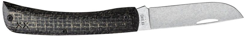 Case XR Sod Buster Jr. Black Burlap knife with stonewashed Skinner blade fully open