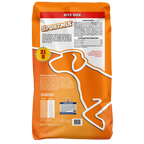 Back of Sportmix Bite Size dog food bag with ingredients, guaranteed analysis, and feeding chart