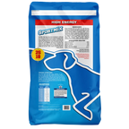 Back of the Sportmix High Energy 26/18 bag showing the ingredient list, guaranteed analysis, and feeding guidelines.