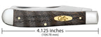 Case Smooth Black Curly Oak Wood Trapper knife closed, 4.125 inches long