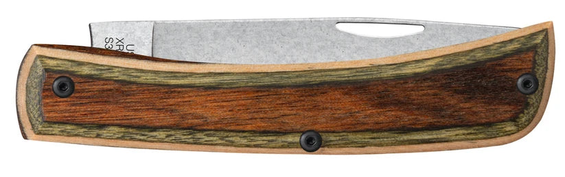 Reverse side of closed Case XR Sod Buster Jr. showing Camo Supreme DymaLux wood handle