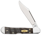 Case Smooth Black Curly Oak Wood Mini CopperLock knife with locking Clip blade