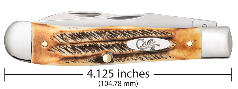 Case 6.5 BoneStag Trapper knife showing 4.125-inch closed length