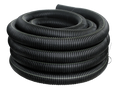 Coil of black corrugated solid drainage pipe.
