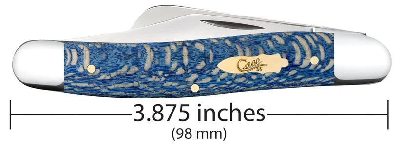 Closed Case Blue Sycamore Wood Stockman pocket knife, 3.875 inches (98 mm) long
